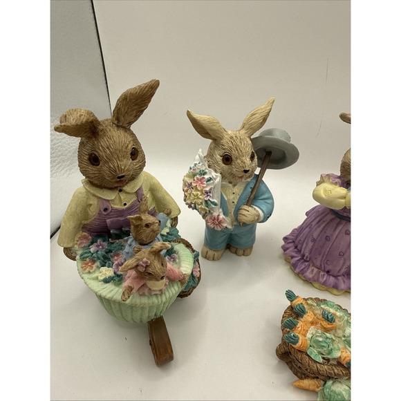 Vintage Mervyn's Easter Bunny Figurines~ Set Of 6 - Picture 2 of 10